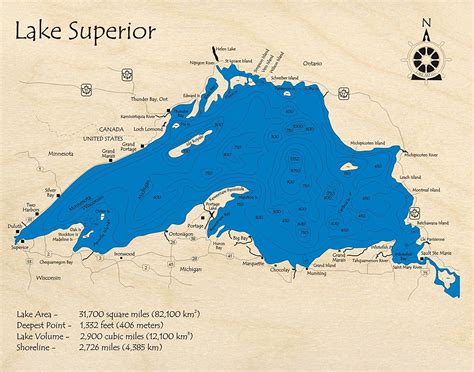 Lake Superior Depth Map | Time Zones Map World