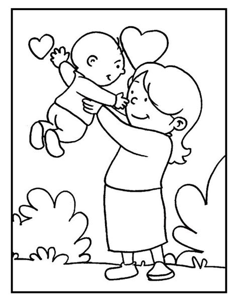 Need a fun farm themed activity for your little ones coloring pages are an easy way to add fun to downtime with your kids. Baby And Mom On Mother's Day coloring picture for kids ...
