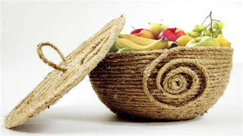 Diy Jute Fruit Basket Jute Bowl Crafts Junction Youtube
