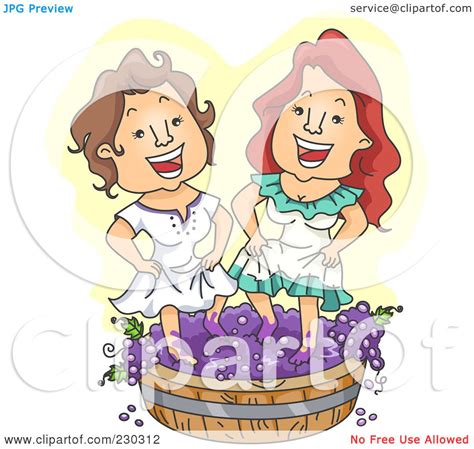 Royalty Free Rf Clipart Illustration Of Two Women Stomping Grapes