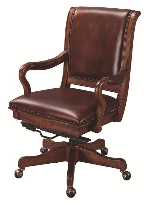 Aspenhome Richmond Leather Upholstered Caster Office Chair With