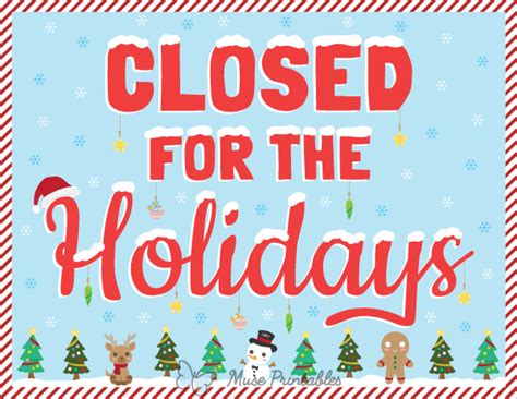 Printable Closed For The Holidays Sign