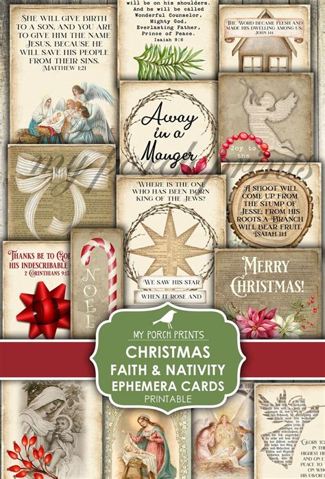 Christmas Faith Ephemera Cards Bible Verse Christian Etsy Uk