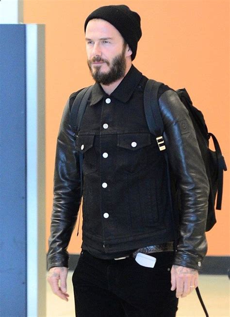 David Beckham Belstaff Deri Denim Ceket Benekli Leather Sleeve Jacket