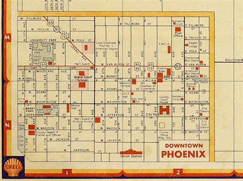 Old Phoenix Map Vintage Phoenix Arizona Map Print Antique Style Map Of