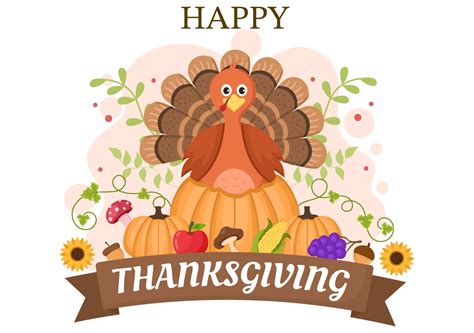 Happy Thanksgiving With Cartoon Turkey Vector Illustration 3238477