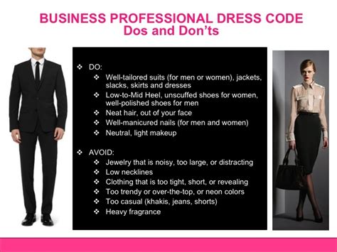 Business Professional Dress Code Dos And Don Ts Business Professional Attire Business Wear