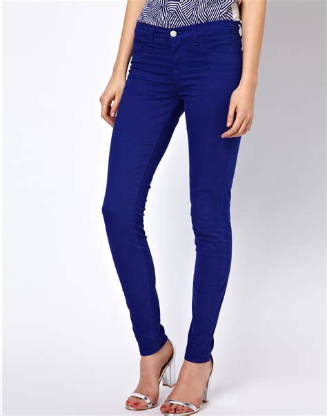 J Brand Mid Rise Skinny Jeans In Cobalt Blue Lyst