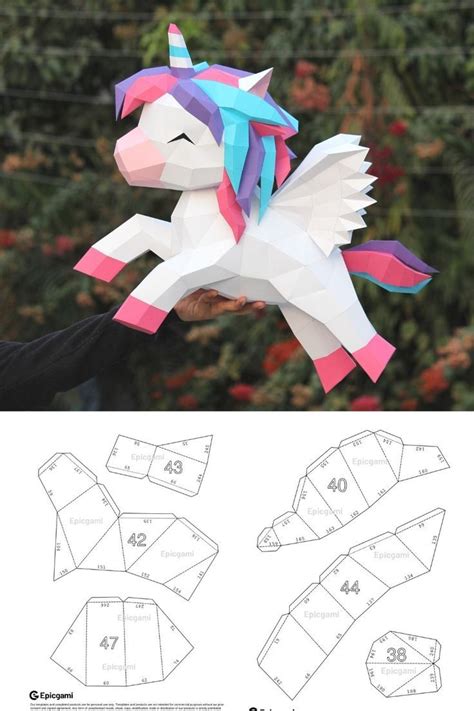 Papercraft Princess Unicorn Pdf Template For Girls Room Childrens C02