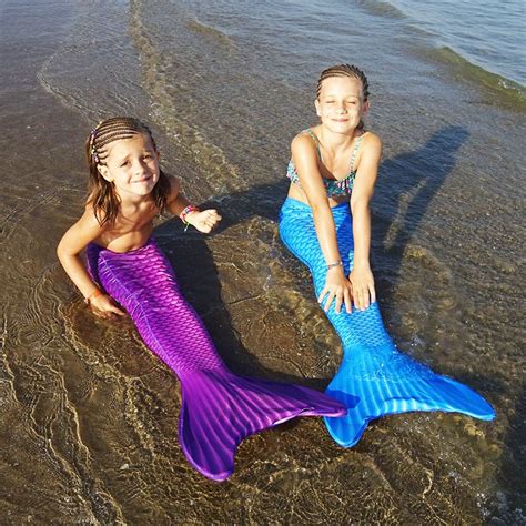 Girls Kids Mermaid Tail For Swimming With Monofin Lycra Swimmable Wear