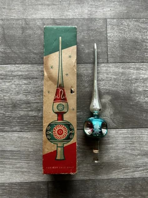 Vintage Shiny Brite Mercury Glass Christmas Tree Topper Triple Indent