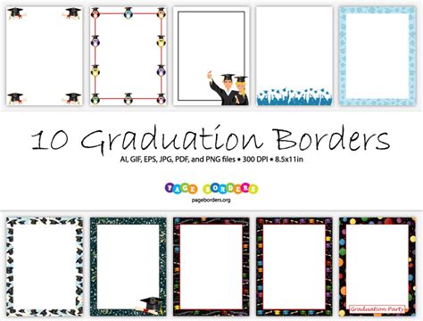 10 Graduation Borders With Graphics Of Graduates Graduation Caps