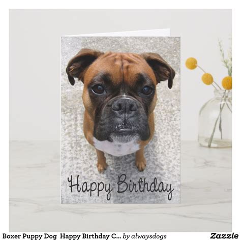 Boxer Puppy Dog Happy Birthday Card Verse Boxer Puppy