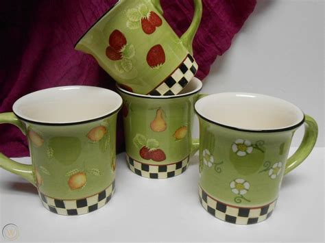 Set Of Four 4 Debbie Mumm Classic Fruit Bowl Mugs In Original Box