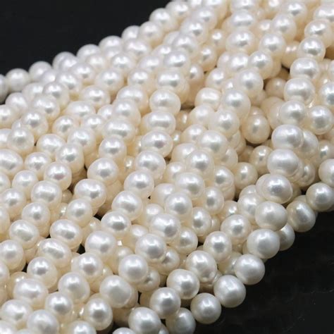 Pretty 7 8mm White Freshwater Pearl Natural Stone Loose Pearls Beads