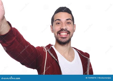 Portrait Of Young Latin Man Taking Selfie Stock Photo Image Of Hand