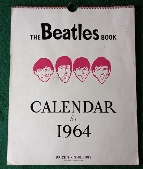The Beatles Book Calendar For 1964 By Beat Monthly Very Good Soft