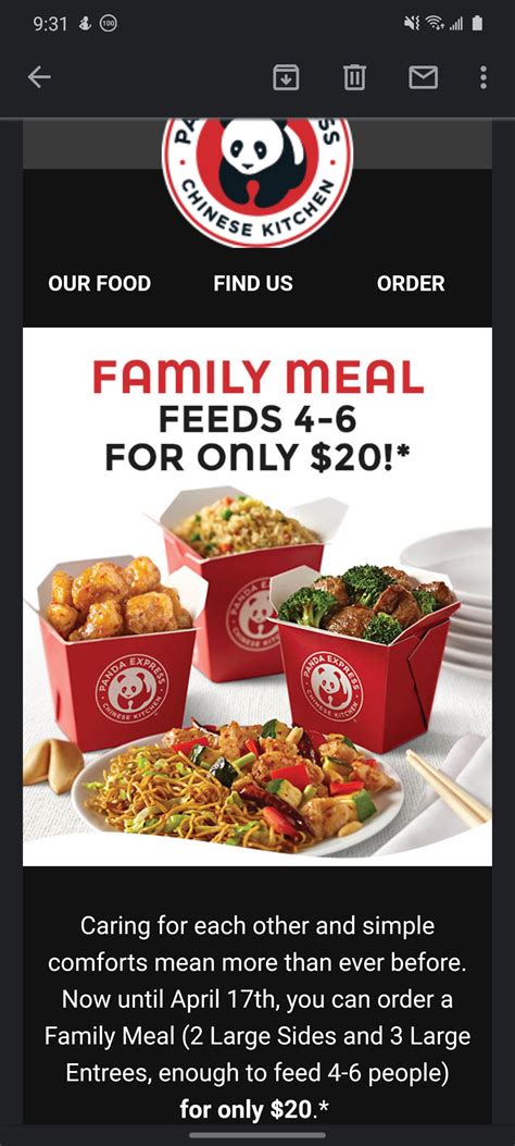 Meals, lunch, dinner, drinks and kids menu. US Panda Express's family meal is only $20 for a limited ...