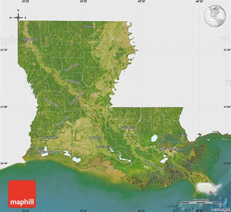 Satellite Map Of Louisiana Single Color Outside