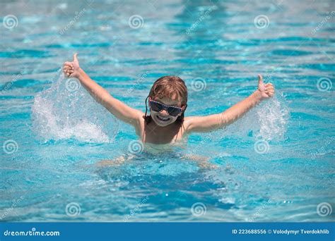 Splash Water Child Relax In Summer Swimming Pool Splashing In Water