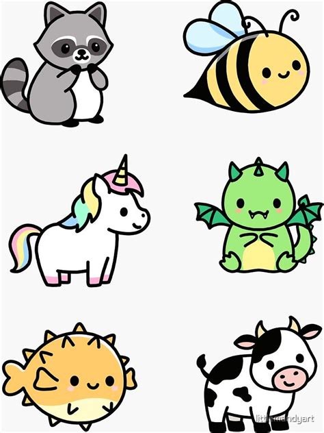 Cartoon Animals With Different Colors And Sizes