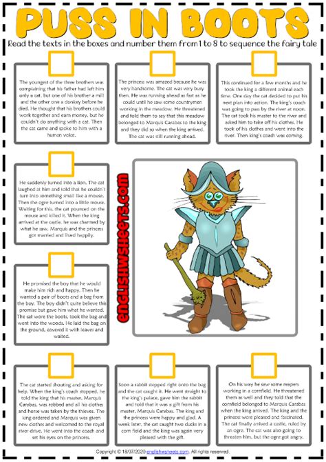 Puss in Boots ESL Sequencing the Story Worksheet