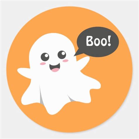 Cute Ghost That Goes Boo Happy Halloween Classic Round Sticker