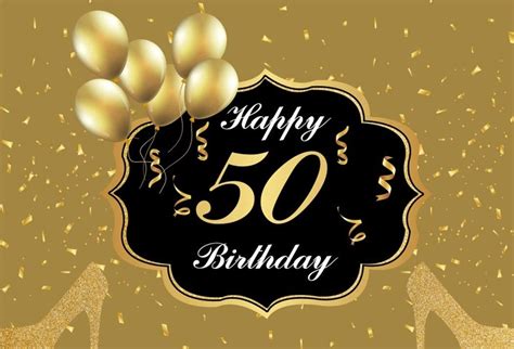 Lfeey 9x6ft Happy 50th Birthday Backdrop Golden Background