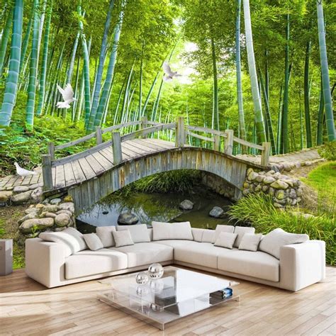 Small Bridges Custom Photo Wallpaper 3d Bamboo Forest