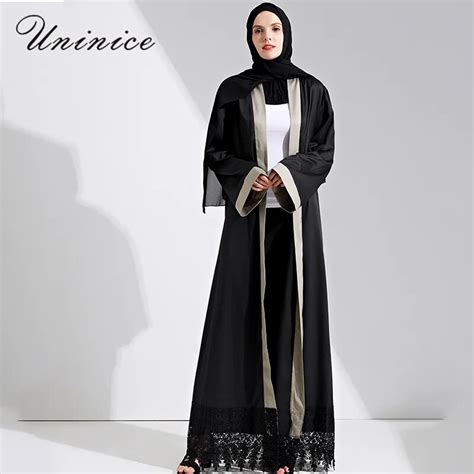 Aliexpress Com Buy Fashion Muslim Maxi Dress Open Abaya Lace Cardigan