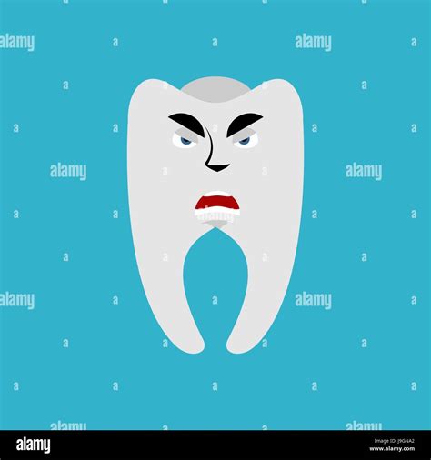 Tooth Angry Emoji Teeth Grumpy Emotion Isolated Stock Vector Image