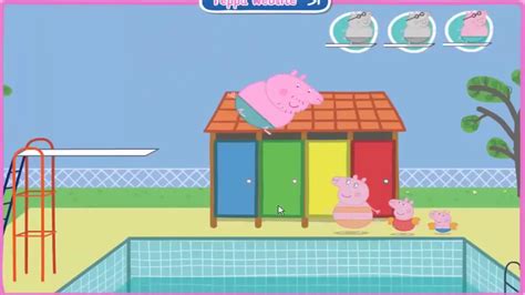 Peppa Pig On The Pool Daddy Pig Diving Game Youtube