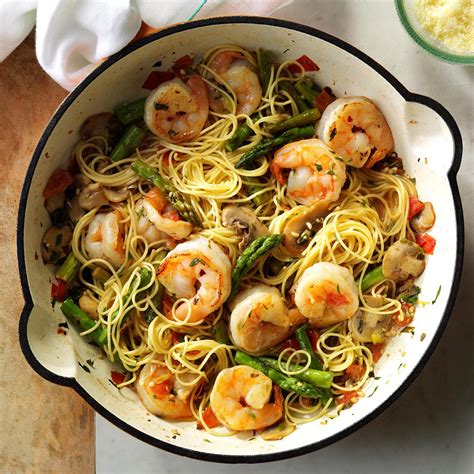 Bring a large pot of lightly salted water to a boil. Asparagus 'n' Shrimp with Angel Hair Recipe | Taste of Home