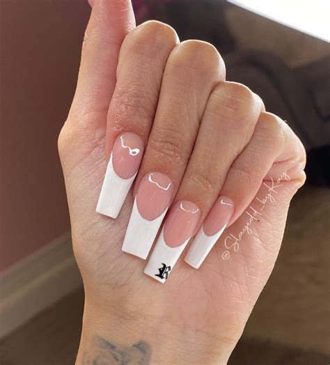 French Tip Acrylic Nails Long Square Acrylic Nails Bling Acrylic