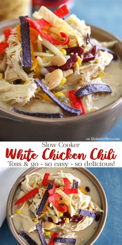 So simple, but so perfect on these late fall days that get chilly and dark way too early. Slow Cooker White Chicken Chili - Kleinworth & Co
