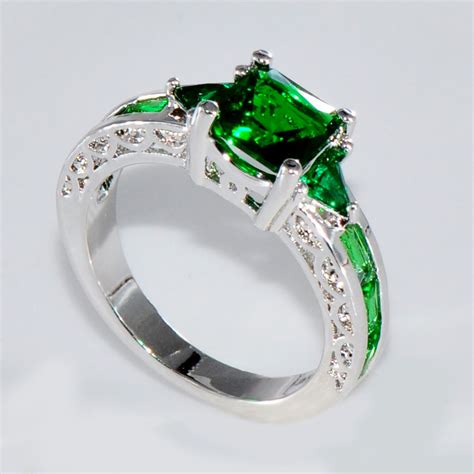 Emerald White Gold Plated Ring