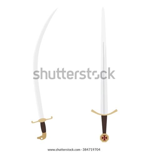 Raster Illustration Accolade Sword Knights Templar Stock Illustration