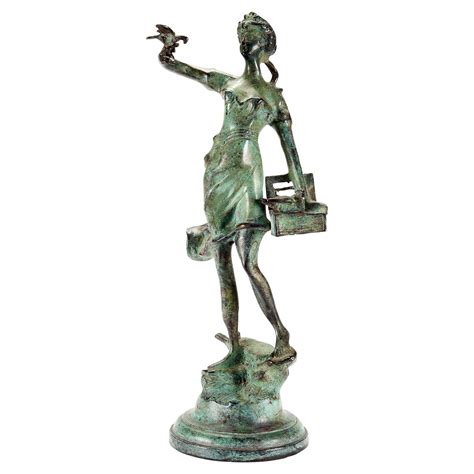 Girl With Dove Bronze Sculpture By Sunol Alvar La Paloma For Sale At 1stdibs