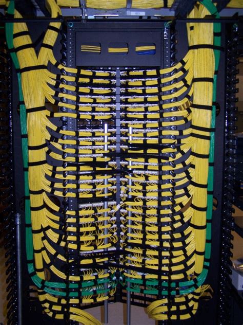 The cube is the base element of our docks. Bundling of serial cable runs at a data center. Wires ...