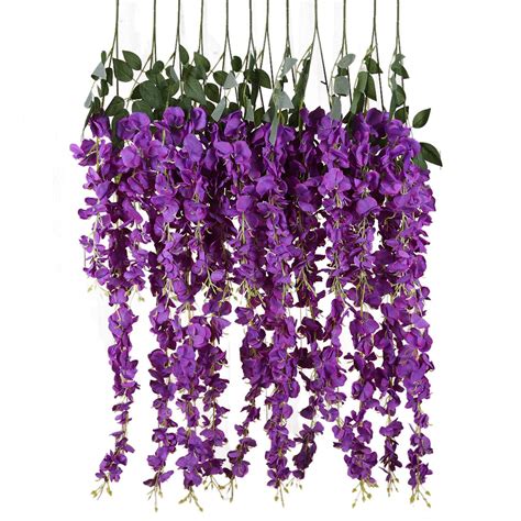 Luyue 318 Feet Artificial Silk Wisteria Vine Ratta Silk Hanging Flower