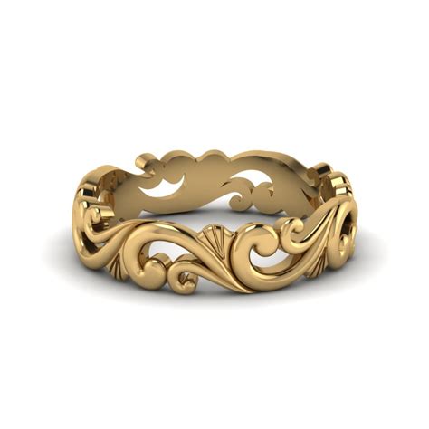 You will find a plethora of white gold wedding bands at the i. Filigree Simple Wedding Band For Women In 14K Yellow Gold ...