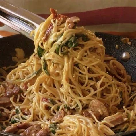 Recipes using angel hair pasta. Bacon Sausage Sun Dried Tomato Angel Hair Pasta | Small ...