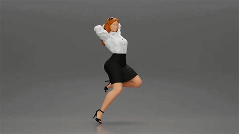 3d datei sexy sekretärin posiert mit kniend auf einem bürostuhl・modell zum herunterladen und 3d