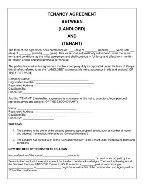 Tenancy agreement between cougar logistics (m) sdn bhd and sumiso (m) sdn bhd dated 1st september 2001 tenancy agreement this sample tenancy agreement. Tenancy agreement templates in word Format