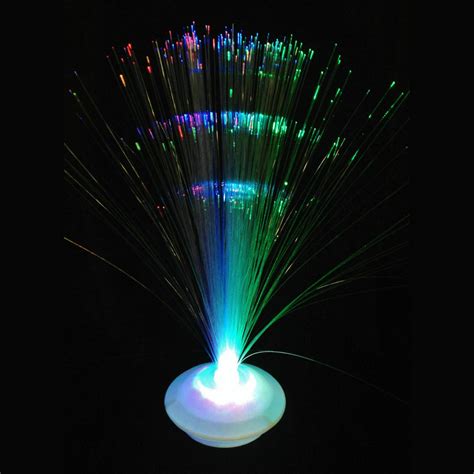 Multi Color Fiber Optic Light Up Led 13 Silver Cone Centerpiece Lamp