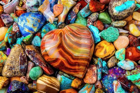 Stone Heart And Colorful Polished Stones Photograph By Garry Gay Pixels
