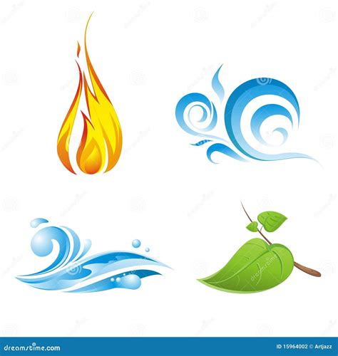 Cuatro Elementos Del Vector De La Naturaleza Aislados Ilustración Del
