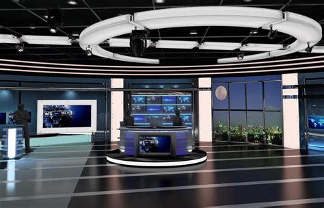 Artstation Virtual Tv Studio News Set 27 Game Assets
