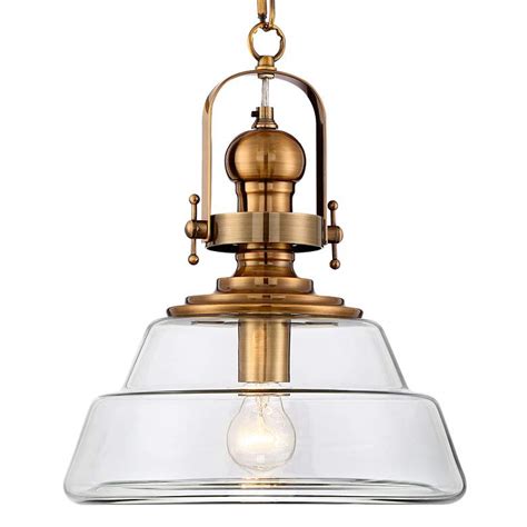Donovan 13 Wide Antique Brass And Clear Glass Pendant Light 39r41