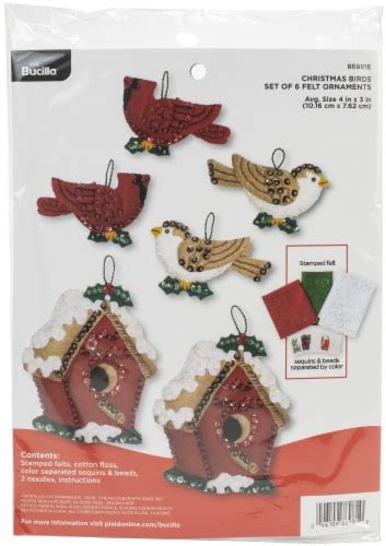 Bucilla Felt Ornaments Applique Kit Set Of 6 Christmas Birds 1 Kroger